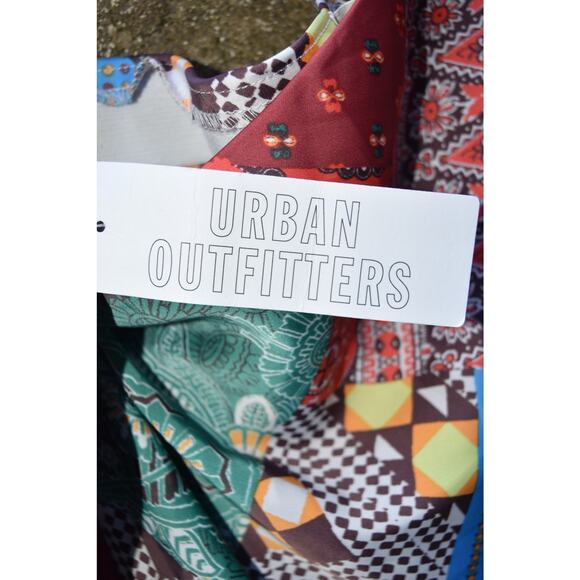 Urban Outfitters Patchwork Midi Skirt with slit– Boho Geometric Print – Size M - Picture 4 of 4